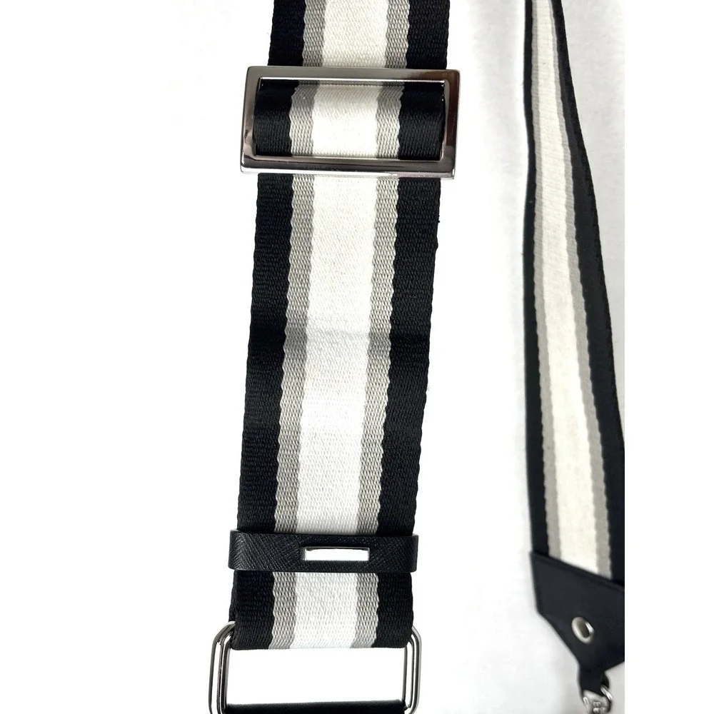 Botkier NY Camera Crossbody Black Leather Suede Bag Purse White Black Gray Strap